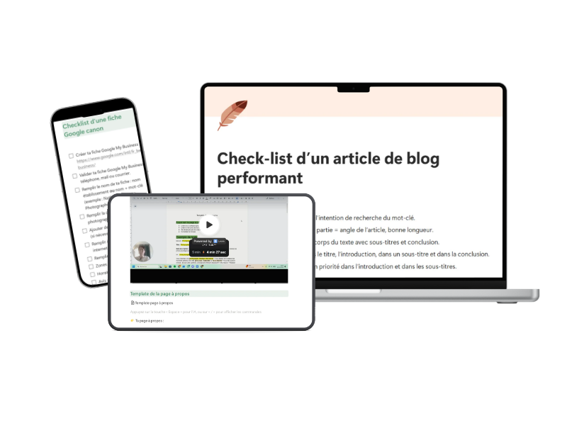 Bonus du coaching Cap SEO Local : checklist, tuto, template, etc.